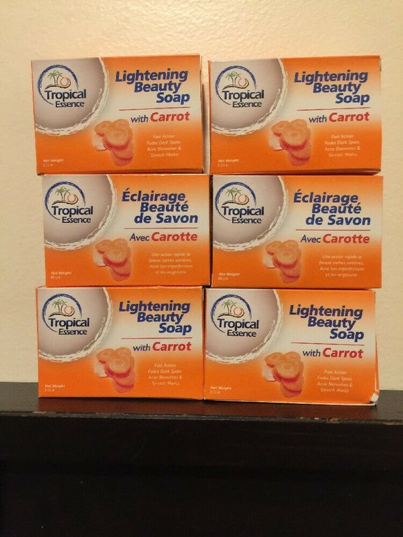 6 X Tropical Essence Lightening Beauty Soap with CARROT LOT OF 6 SOAPS